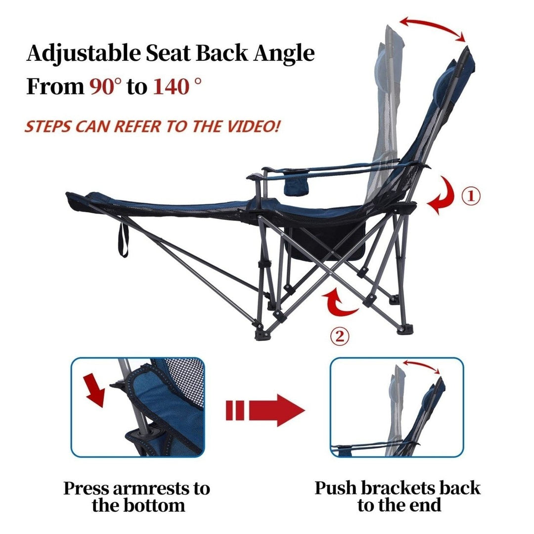 Foldable Camping Chair 330LBS Load Heavy Duty Steel Lawn Chair Collapsible Chair with Reclining Backrest Angle Cup Image 9