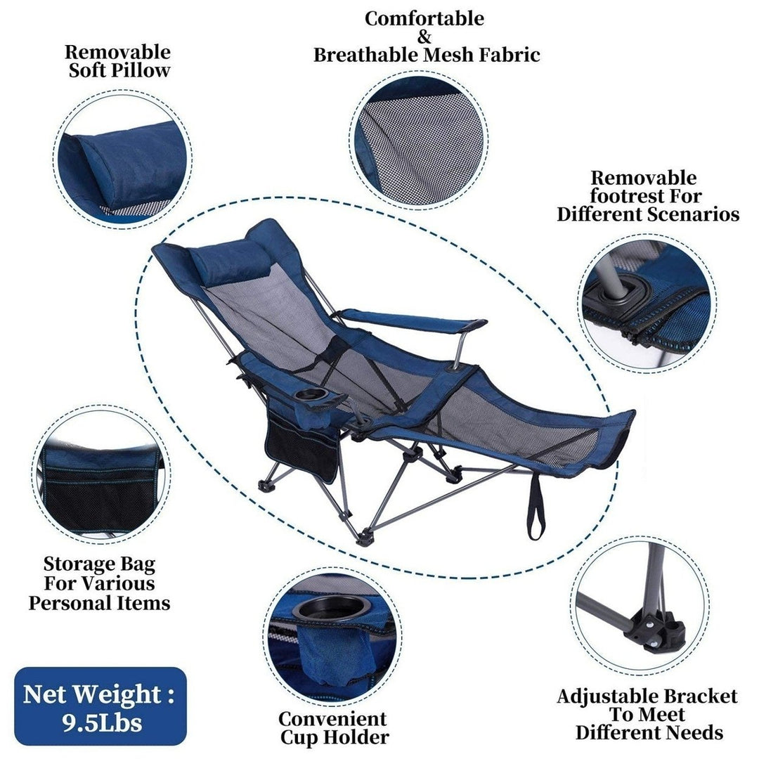 Foldable Camping Chair 330LBS Load Heavy Duty Steel Lawn Chair Collapsible Chair with Reclining Backrest Angle Cup Image 10