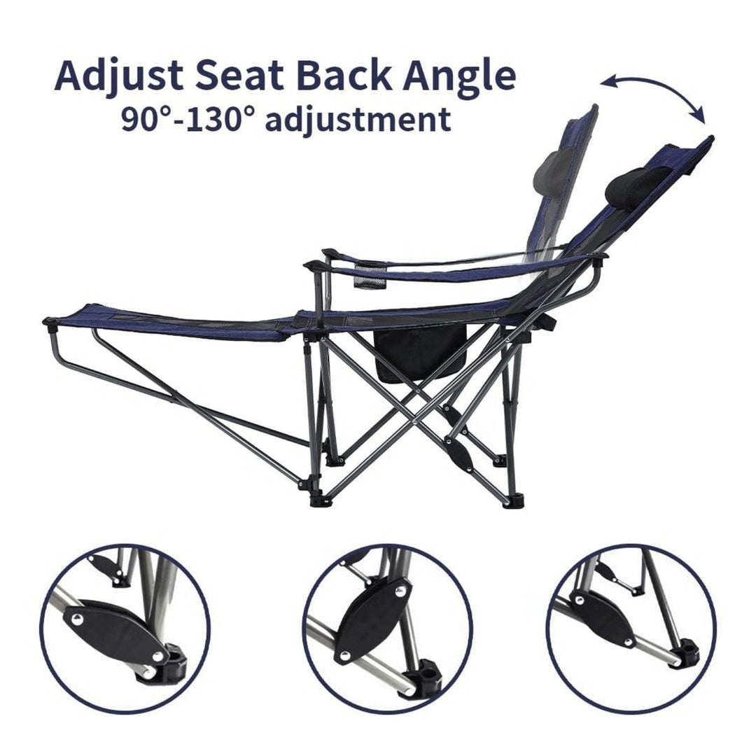 Foldable Camping Chair 330LBS Load Heavy Duty Steel Lawn Chair Collapsible Chair with Reclining Backrest Angle Cup Image 12