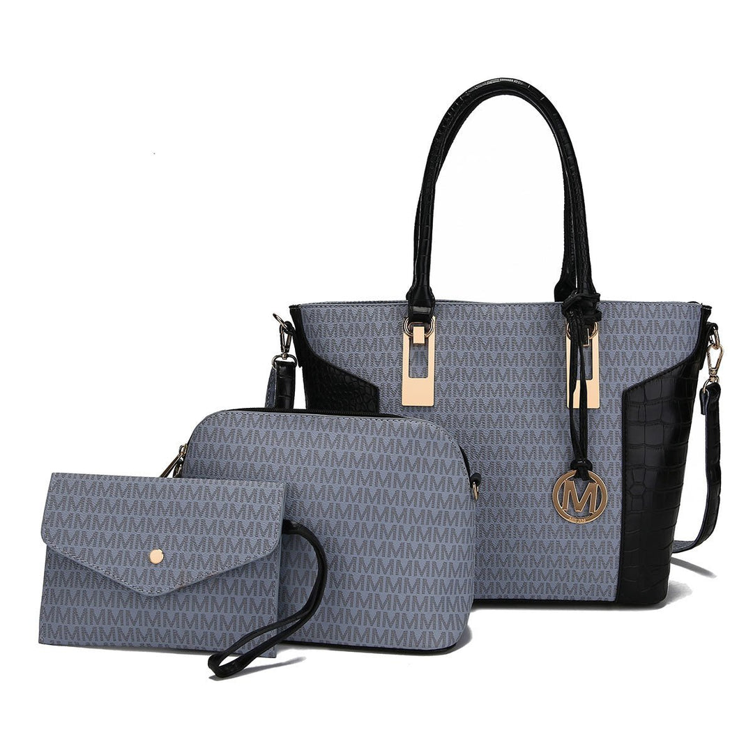 MKFCollection Shonda Signature Tote Bag and Set - Vegan Leather Designer Handbag Image 4