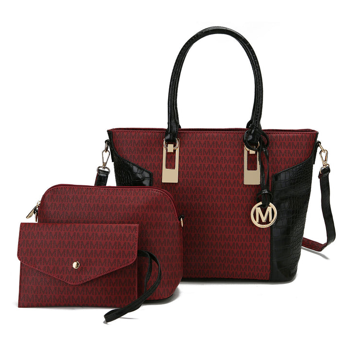 MKFCollection Shonda Signature Tote Bag and Set - Vegan Leather Designer Handbag Image 6