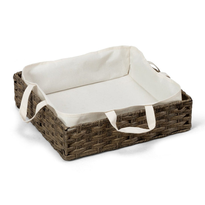 Woven Rattan Cat Litter Box Enclosure Furniture Rattan Cat House with Cat Litter Box Detachable Cat Washroom with Cotton Image 4