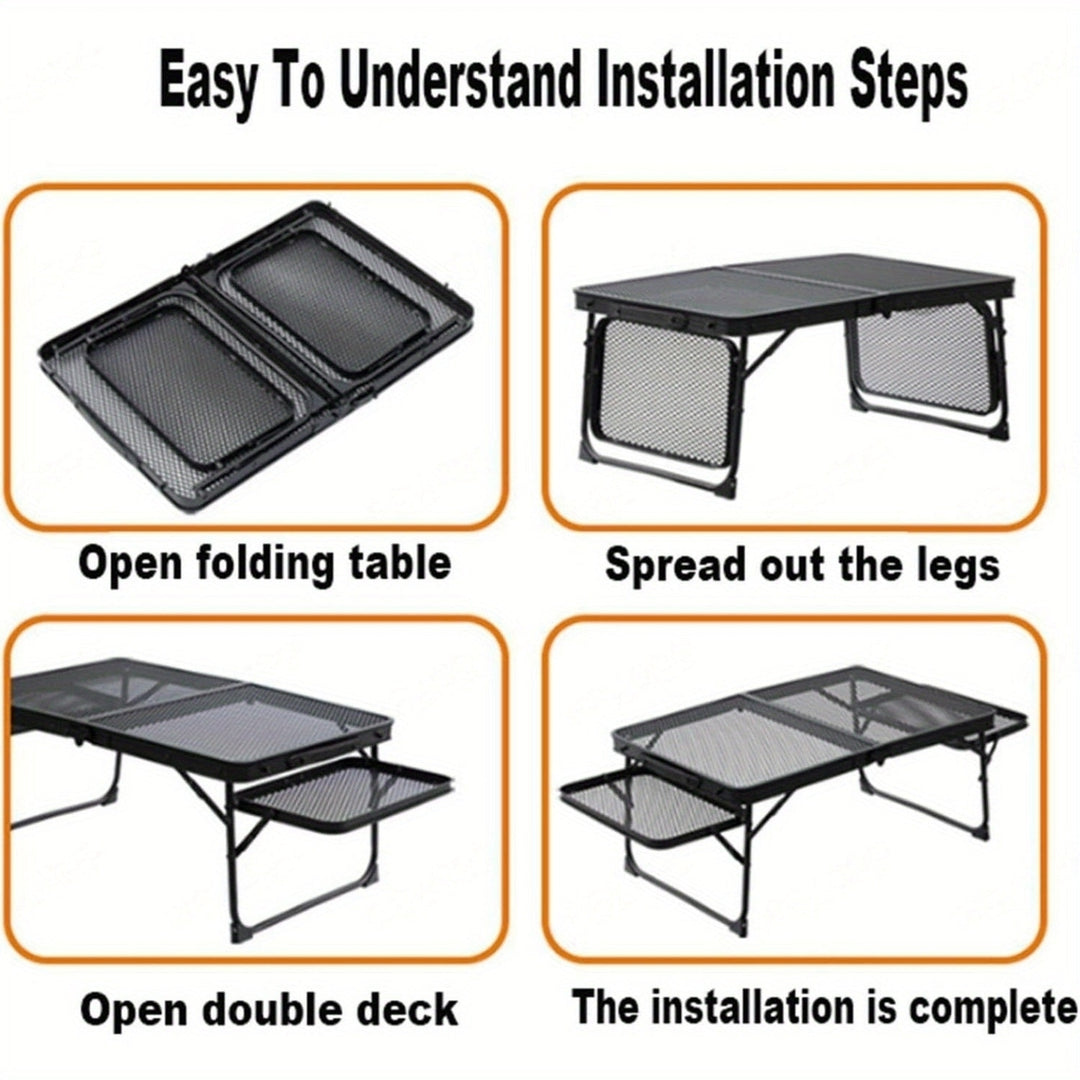 Outdoor Folding Picnic Table Grill Camping Table 4-6 Person Portable Roll Up Aluminum Table Quick Setup in 1-5 Minutes Image 4