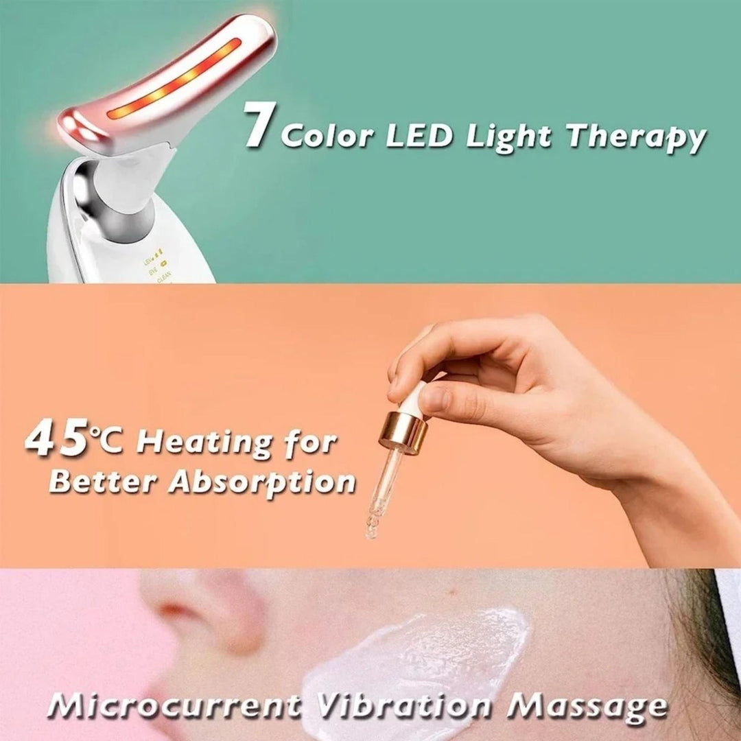 Red-Light-Therapy-for-Face and Neck Red Light Therapy Wand 3 Color Led Face Neck Massager for Skin Tightening Face Lift Image 3