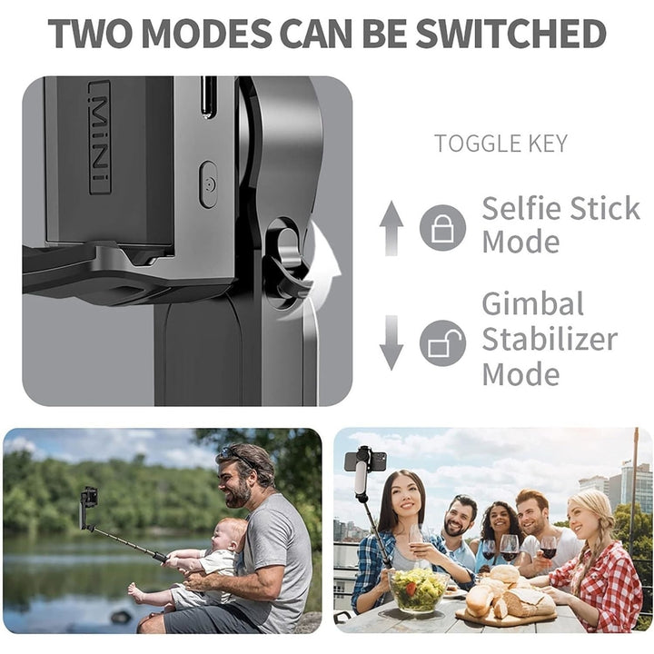 Selfie Stick Gimbal Stabilizer 360 Rotation Tripod with Wireless Remote Portable Phone Holder Auto Balance 1-Axis Image 3