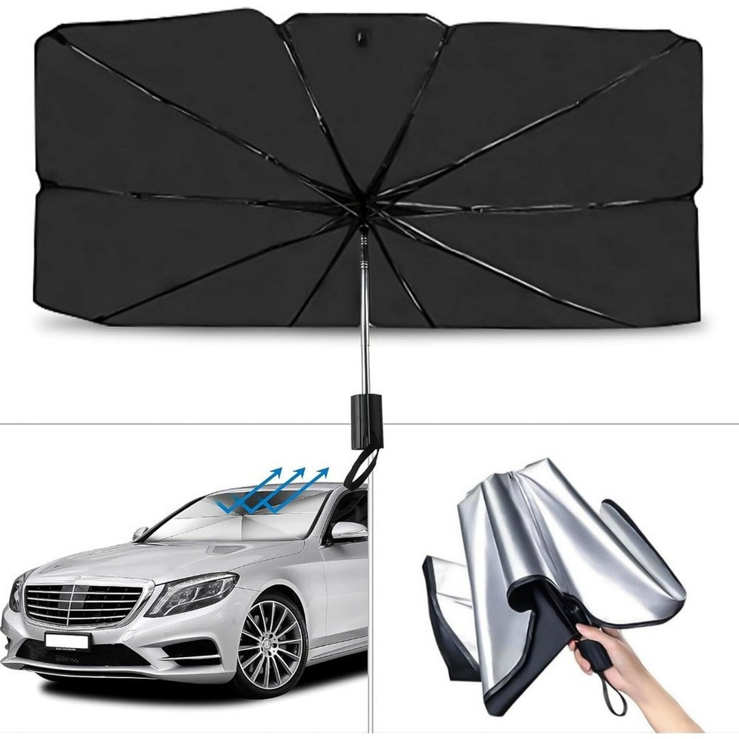 Stainless Steel Premium Car Windshield Sunshade Portable Foldable and Adjustable Design for Maximum Sun Protection Easy Image 1