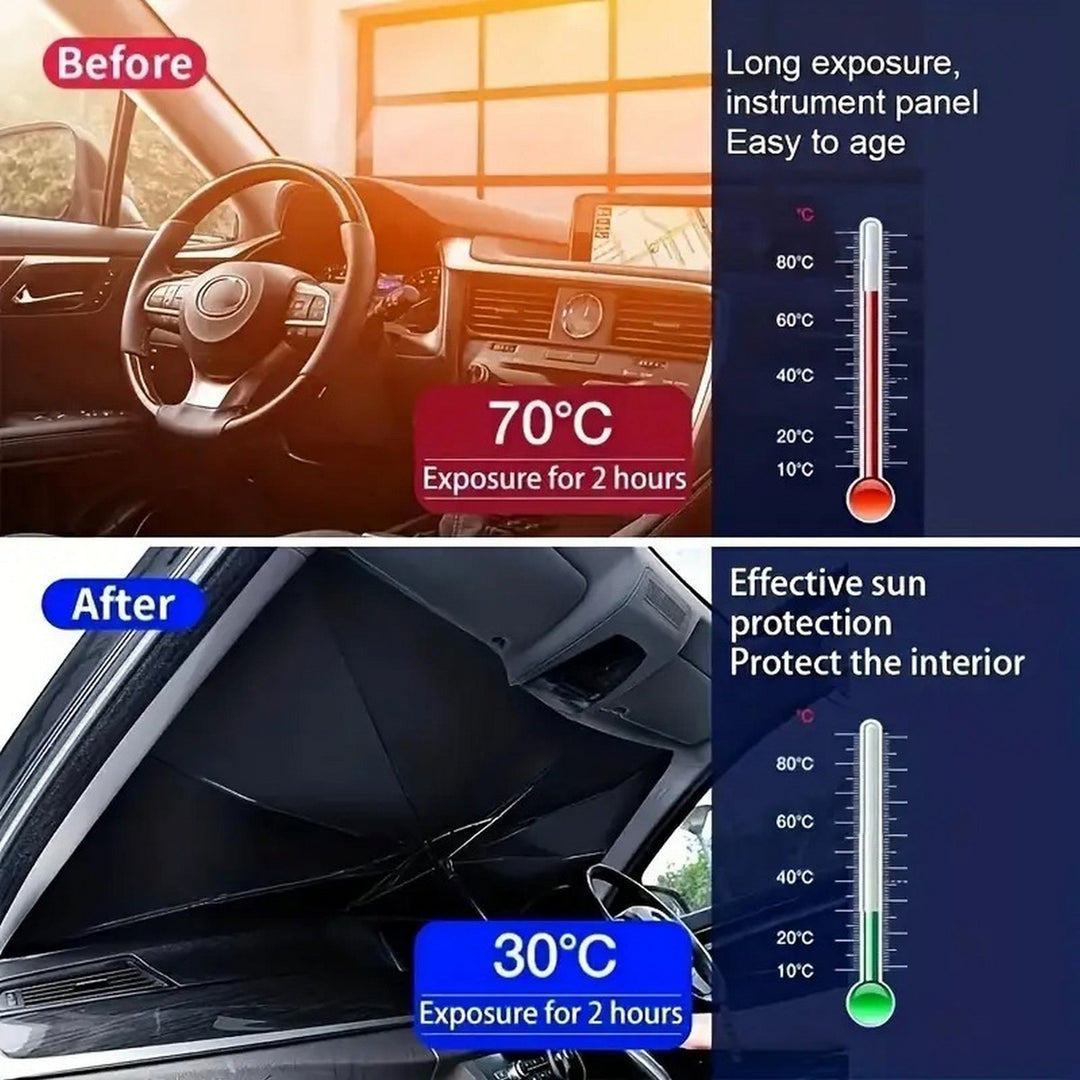 Stainless Steel Premium Car Windshield Sunshade Portable Foldable and Adjustable Design for Maximum Sun Protection Easy Image 6