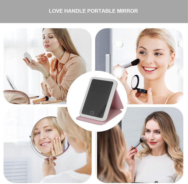 Portable Tabletop Folding Vanity LED Lighted Cosmetic Travel-Friendly Makeup 3 Color Modes Suitable for Dressing Room Image 3