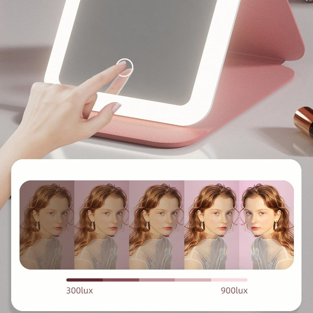 Portable Tabletop Folding Vanity LED Lighted Cosmetic Travel-Friendly Makeup 3 Color Modes Suitable for Dressing Room Image 4