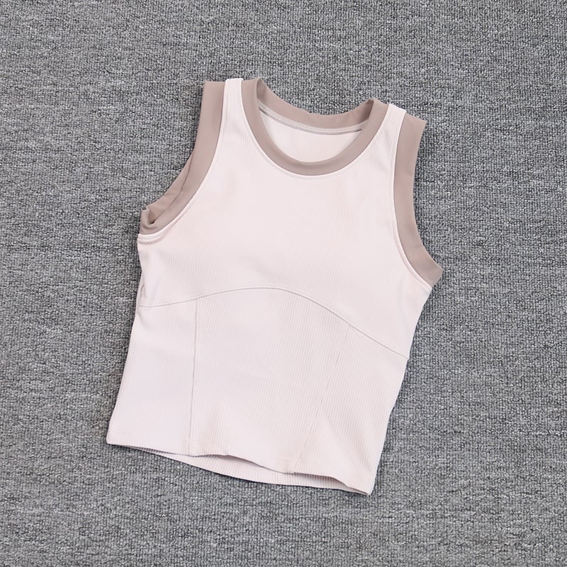 2024 Contrast Color patchwork sports vest fine Gathered Shockproof Women Clothing Yogo Tops Vest Image 2