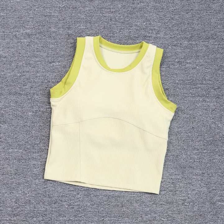 2024 Contrast Color patchwork sports vest fine Gathered Shockproof Women Clothing Yogo Tops Vest Image 1