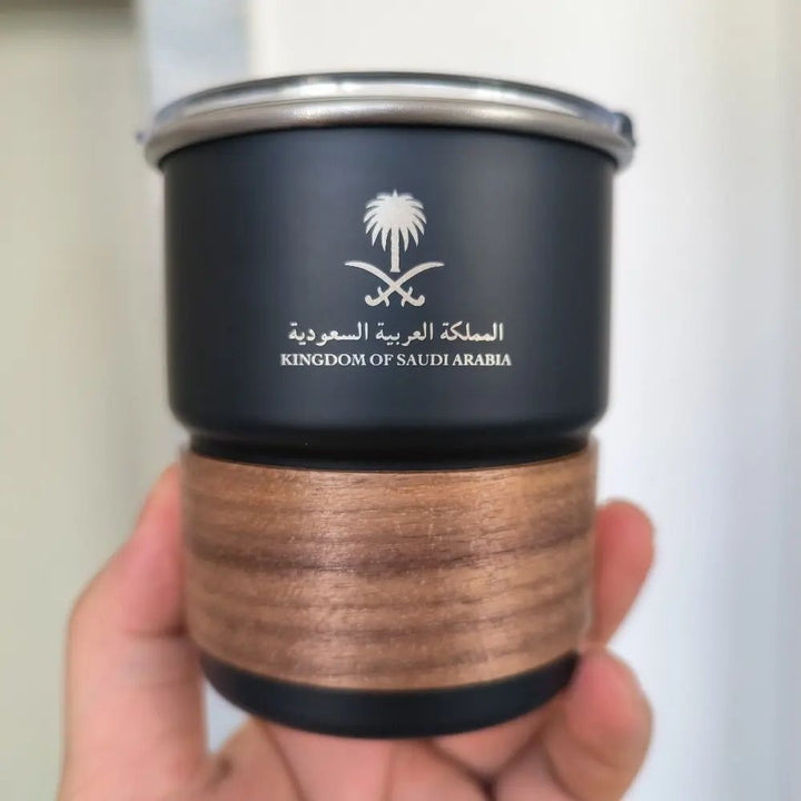 Stainless Steel Camping Mug 300ml with Lid Saudi Arabia National Emblem Image 4