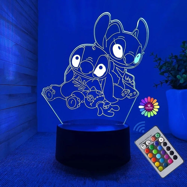 3D Illusion Night Light with Remote Control Touch Lamp Color Changing for Kids Image 1