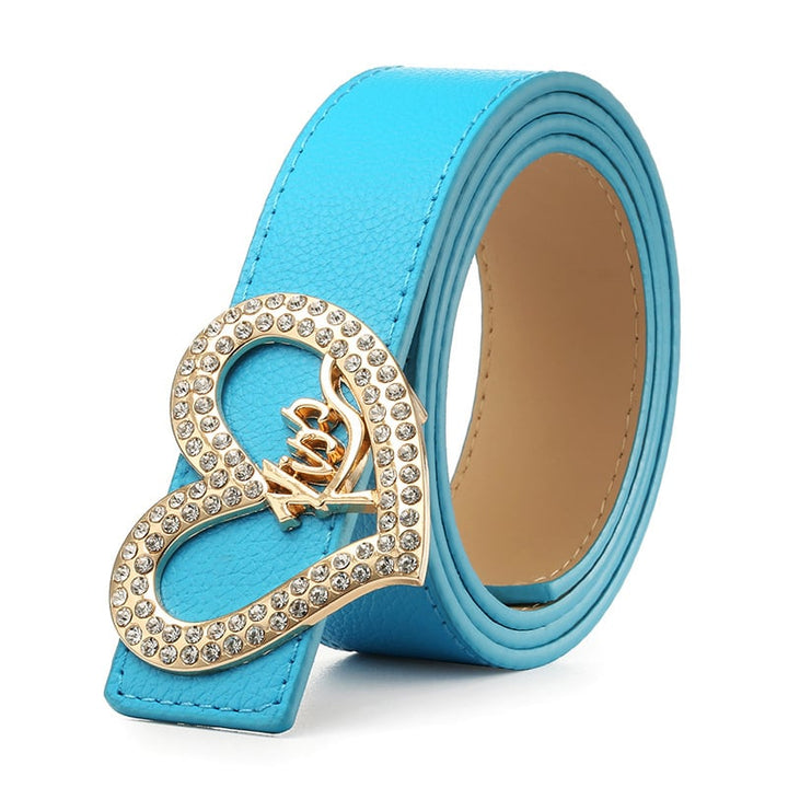 Fashion Women Heart Buckle Leather Belt Image 1