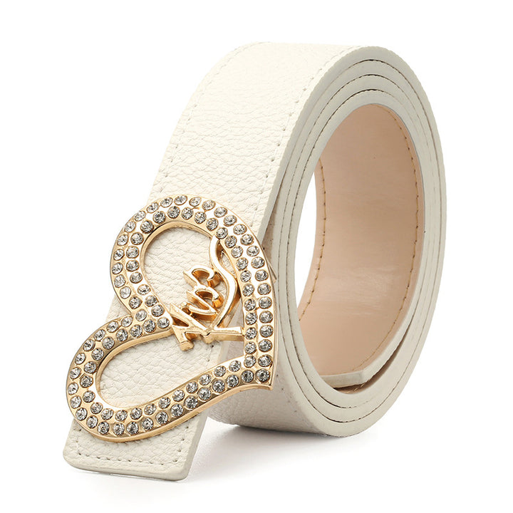 Fashion Women Heart Buckle Leather Belt Image 4