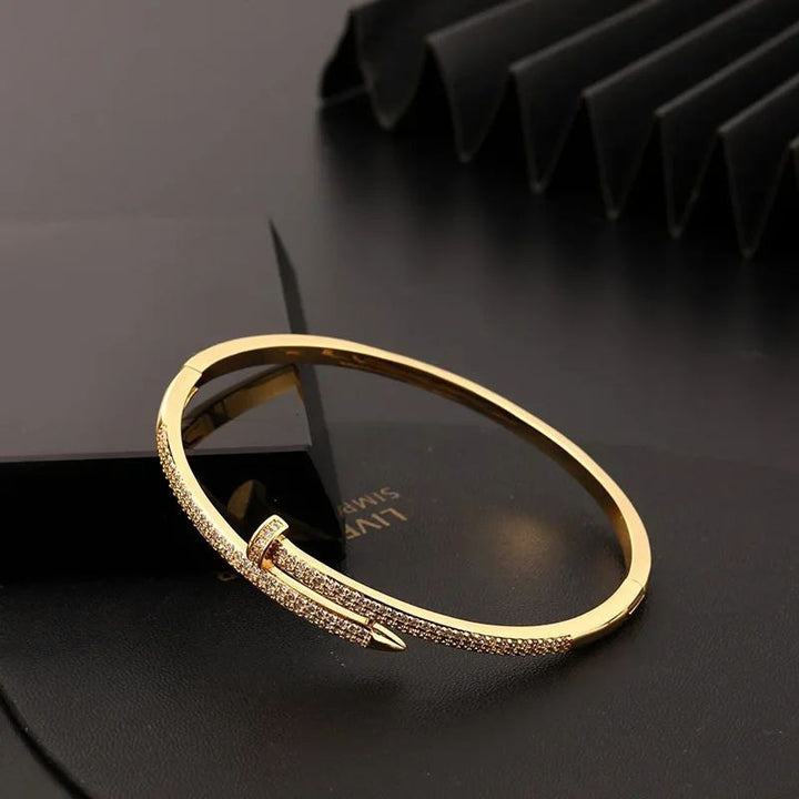 Luxury Womens Bracelet Personalized Nail Design Micro Inlaid Zircon High-End Fashion Image 3