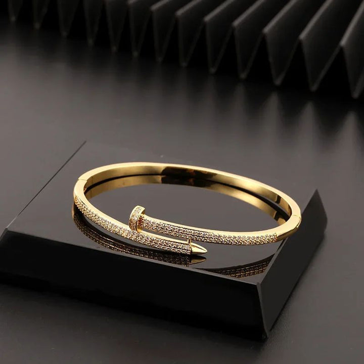 Luxury Womens Bracelet Personalized Nail Design Micro Inlaid Zircon High-End Fashion Image 6