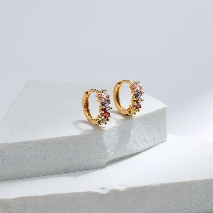 Gold Plated Hoop Earrings Women Cubic Zirconia Luxury Jewelry Gift Idea Image 4