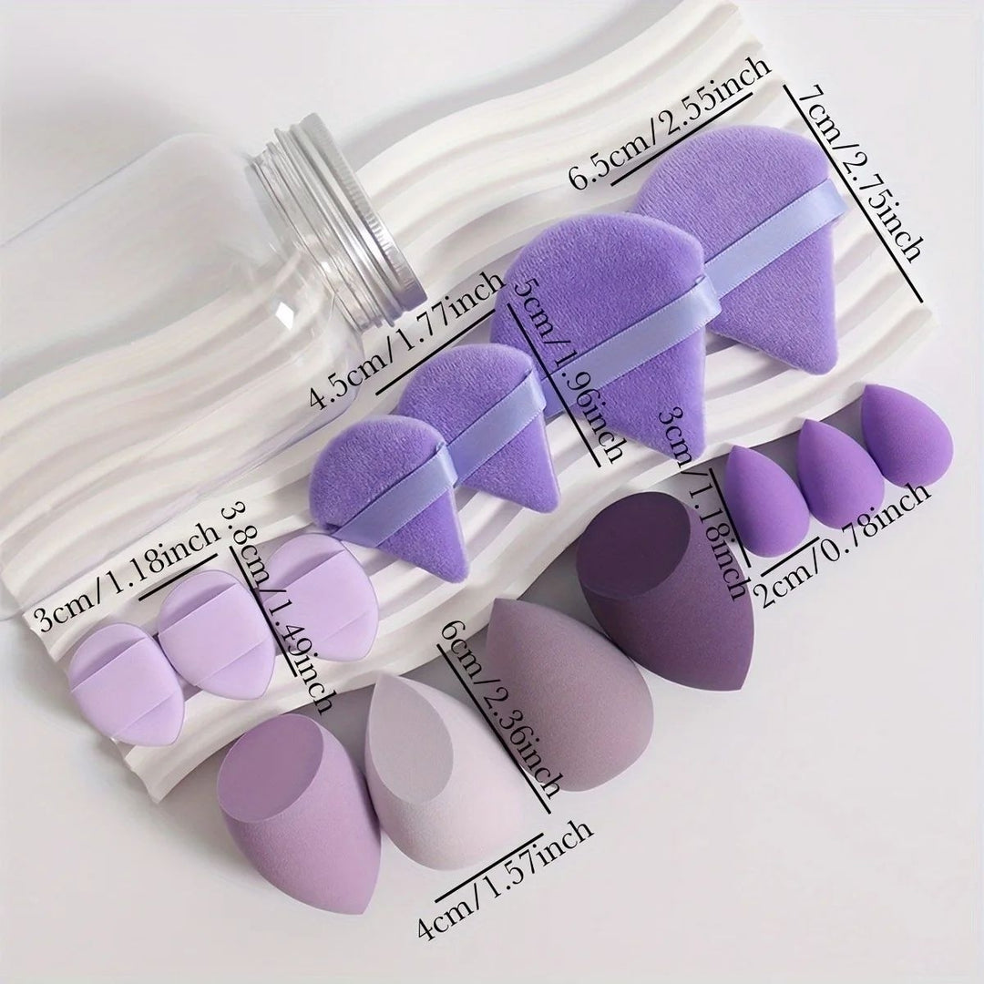 14-Piece Velvet Makeup Sponge Set with Storage Jar Beauty Blenders Finger Puffs Image 2