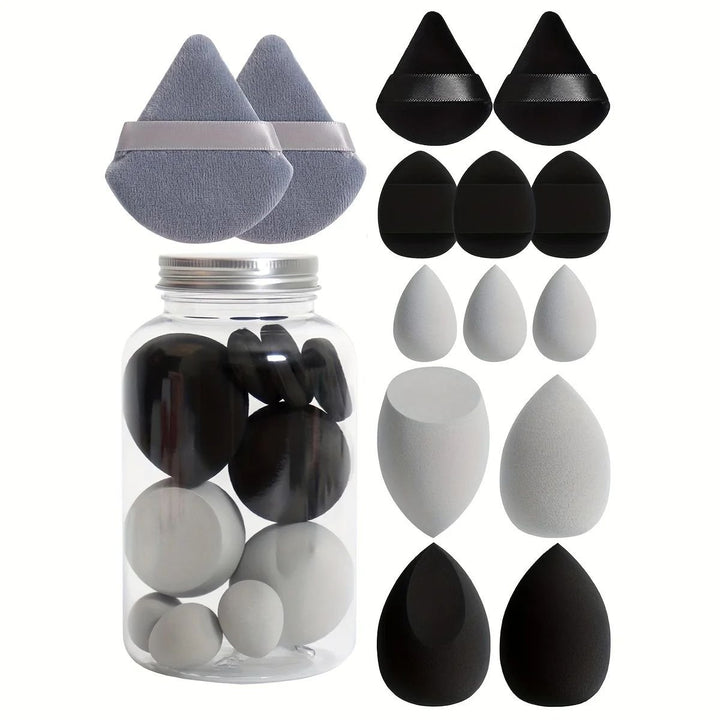 14-Piece Velvet Makeup Sponge Set with Storage Jar Beauty Blenders Finger Puffs Image 4