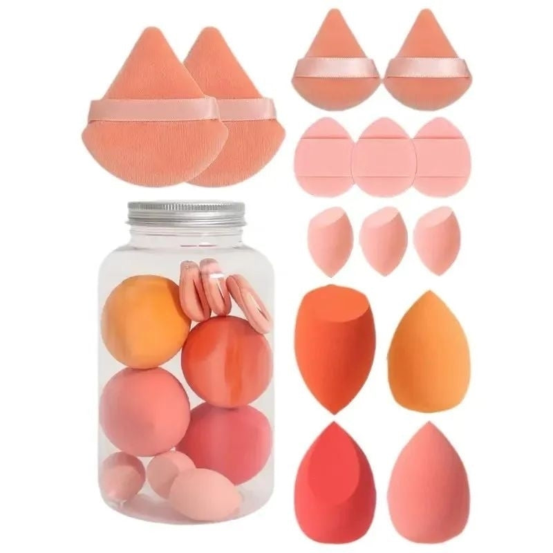 14-Piece Velvet Makeup Sponge Set with Storage Jar Beauty Blenders Finger Puffs Image 6