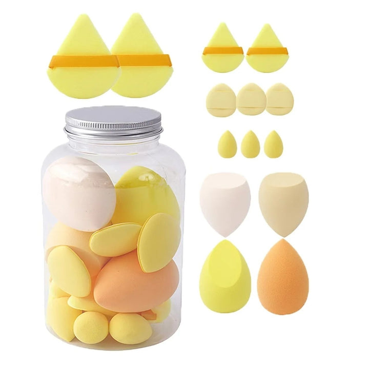 14-Piece Velvet Makeup Sponge Set with Storage Jar Beauty Blenders Finger Puffs Image 7