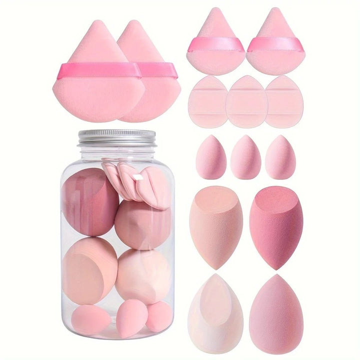 14-Piece Velvet Makeup Sponge Set with Storage Jar Beauty Blenders Finger Puffs Image 8