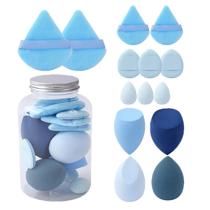 14-Piece Velvet Makeup Sponge Set with Storage Jar Beauty Blenders Finger Puffs Image 9