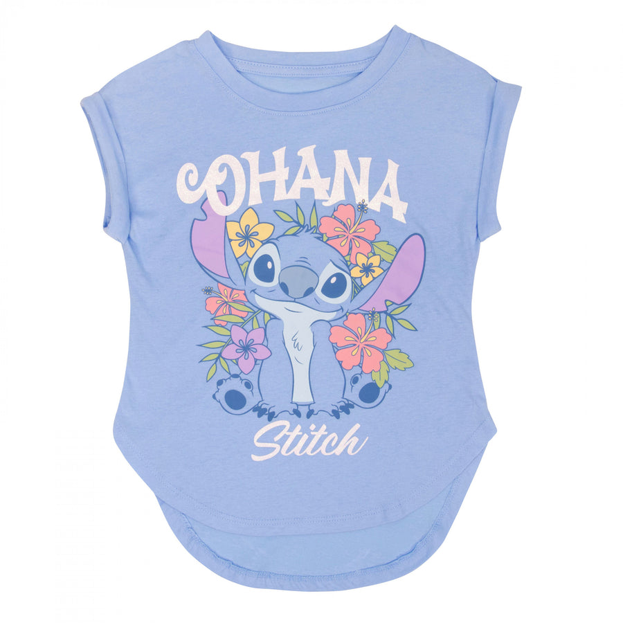 Lilo and Stitch Ohana Floral Girls T-Shirt Image 1