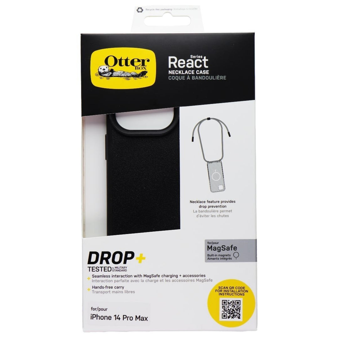 OtterBox React Series Necklace Case for MagSafe for iPhone 14 Pro Max - Black Image 1