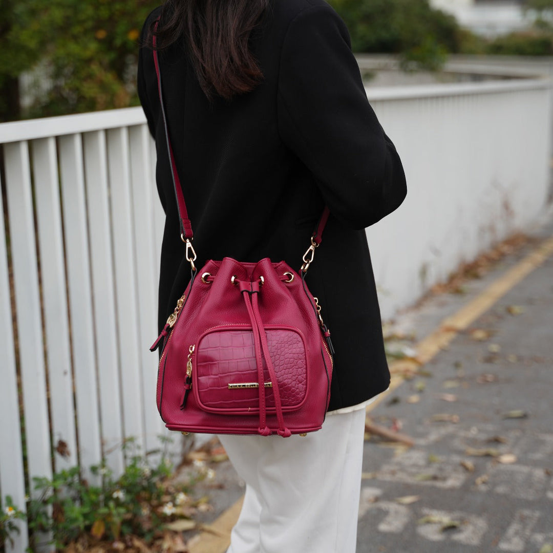 MKFCollection Azalea Bucket Bag - Vegan Leather Designer Handbag Image 11