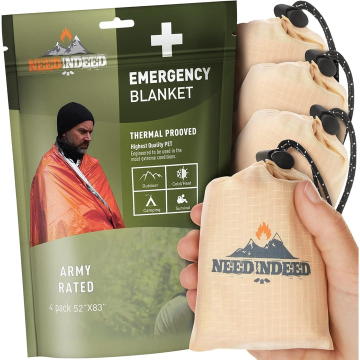 NeedIndeed 4 Pack Emergency Survival Blankets Image 1