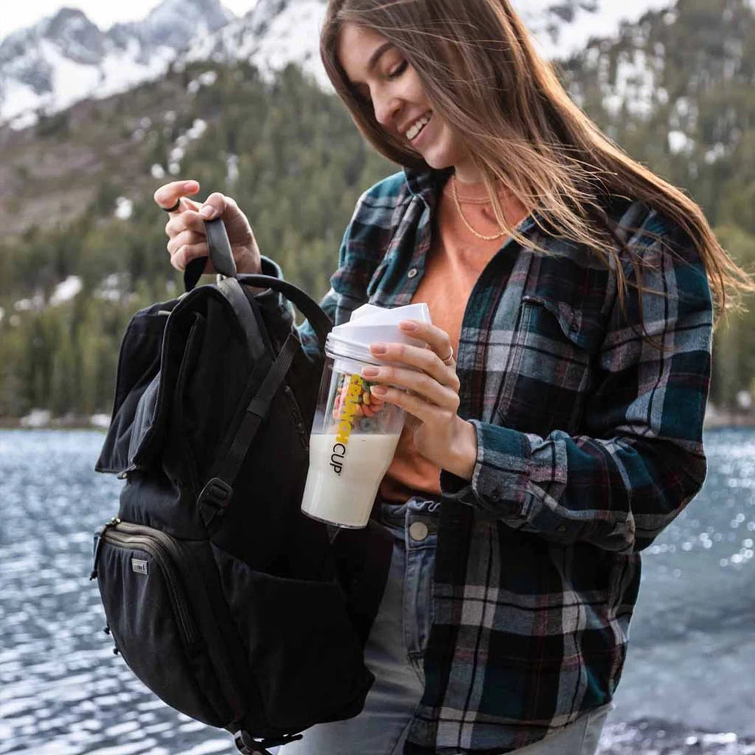 XL White: Portable Plastic Cereal Cup for Breakfast on the Go Bpa-Free and Dishwasher-Safe Image 3