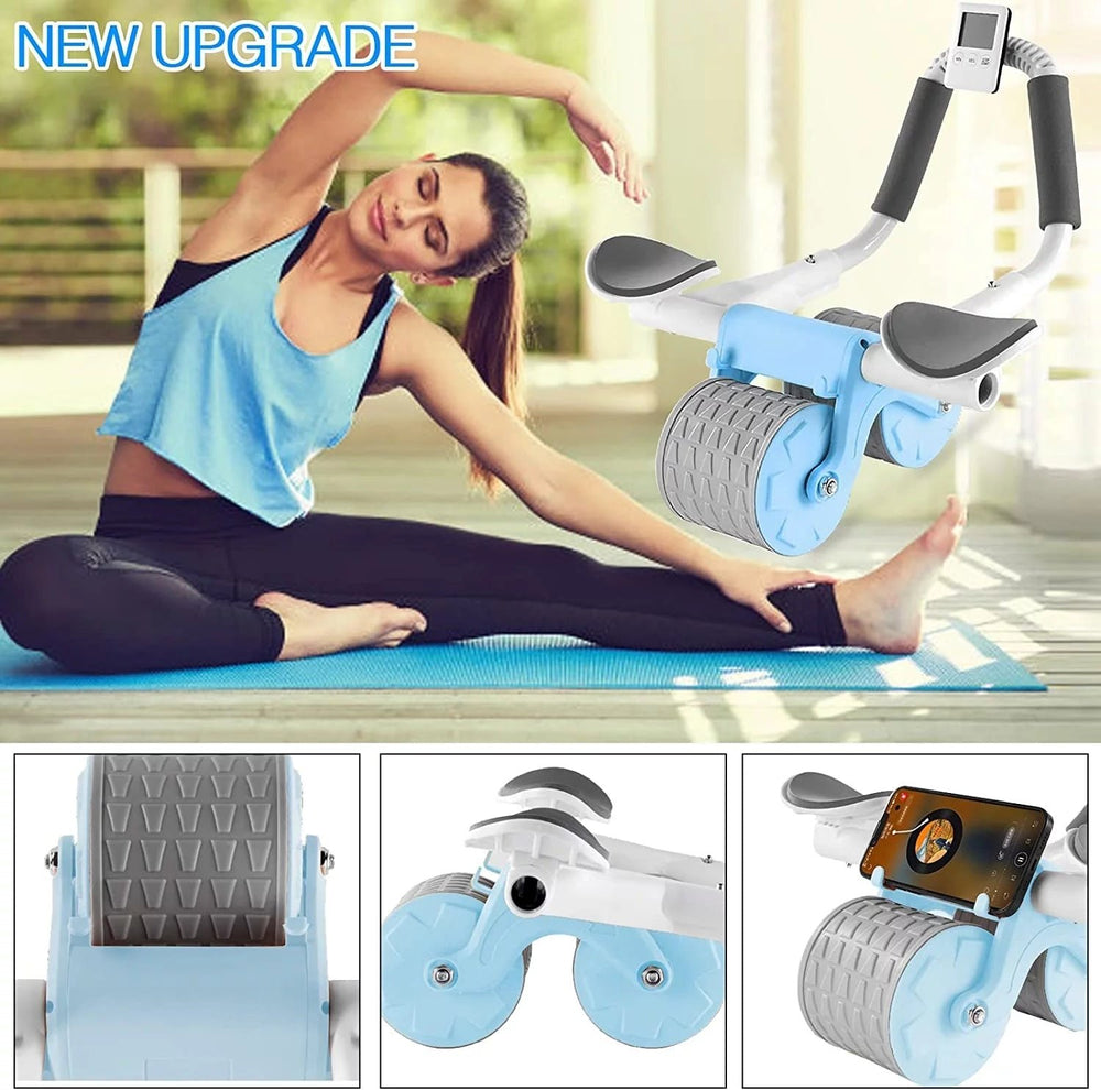 2023 with Timer Ab Abdominal Exercise Roller Elbow Support Abs Roller Wheel Core Exercise Equipment Automatic Rebound Image 2