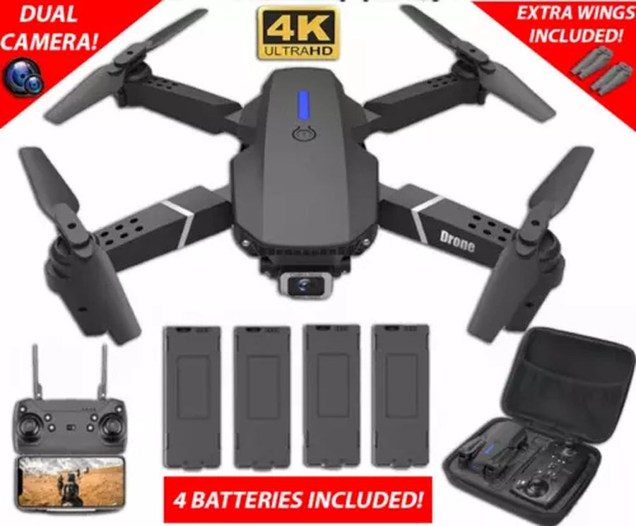 2024 Brand RC Drone with 4K HD Dual Camera Wifi FPV Foldable Quadcopter + with Quad Battery + Storage Bag Image 1