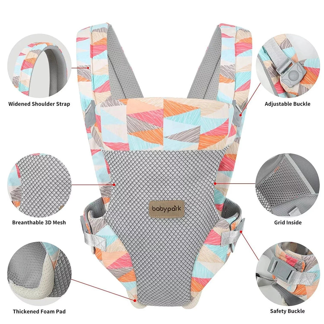 Baby Carrier 4-In-1 Colorful Baby Carrier Front and Back Baby Sling with Adjustable Holder Image 2