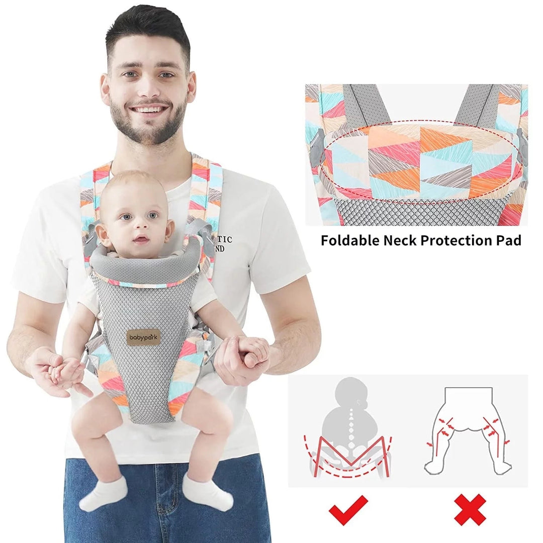 Baby Carrier 4-In-1 Colorful Baby Carrier Front and Back Baby Sling with Adjustable Holder Image 4