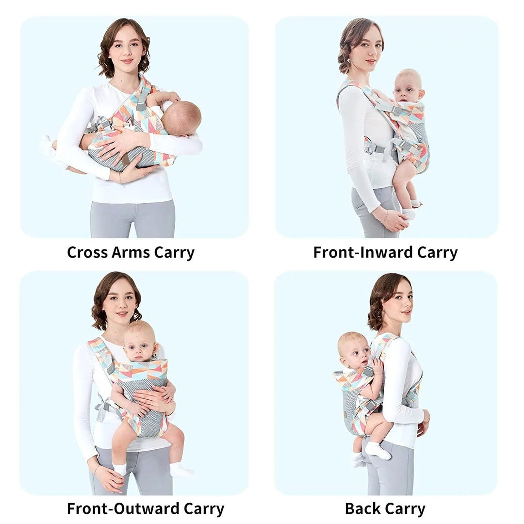 Baby Carrier 4-In-1 Colorful Baby Carrier Front and Back Baby Sling with Adjustable Holder Image 4