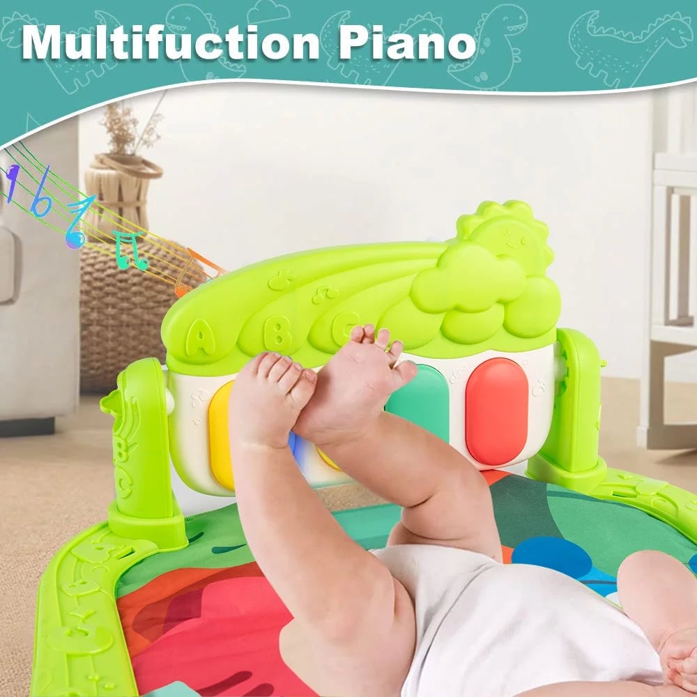 Baby Gym Play Mat Kick Play Piano Gym with Musical Tummy Time Mat Activity Center for Newborn Infants Image 2