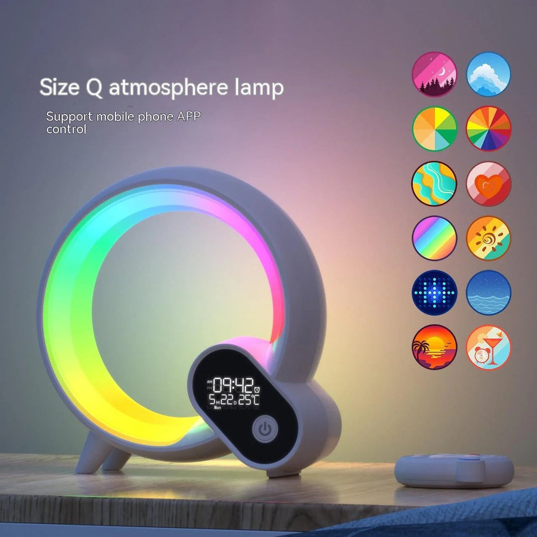 Creative Q Light Analog Sunrise Digital Display Alarm Clock Bluetooth Audio Intelligent Wake-Up Q Colorful Atmosphere Image 1