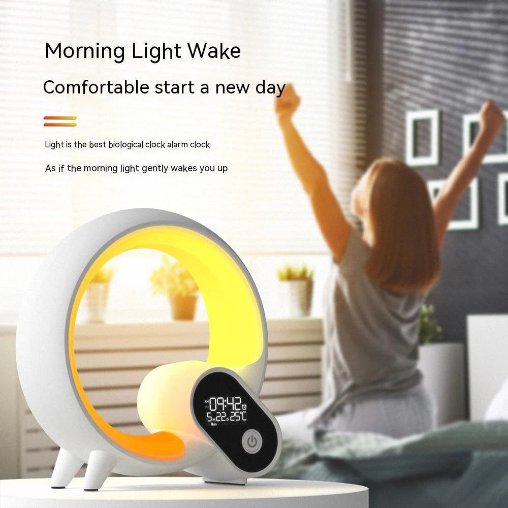 Creative Q Light Analog Sunrise Digital Display Alarm Clock Bluetooth Audio Intelligent Wake-Up Q Colorful Atmosphere Image 4