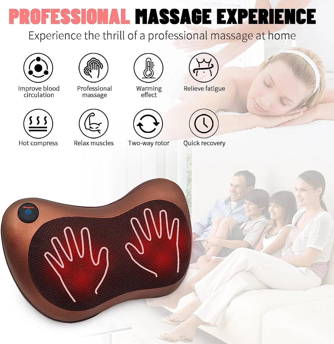 Electric Neck Massager,Heated 3D Shiatsu Massagers for Neck and Back,8 Rollers Massager Pillow Image 2