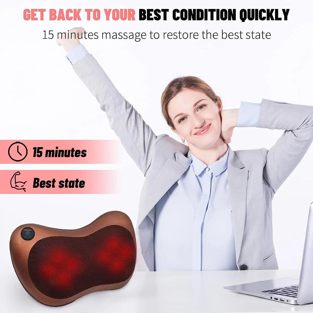 Electric Neck Massager,Heated 3D Shiatsu Massagers for Neck and Back,8 Rollers Massager Pillow Image 3