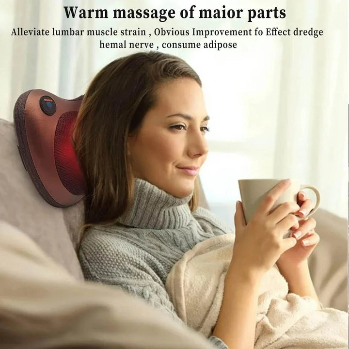 Electric Neck Massager,Heated 3D Shiatsu Massagers for Neck and Back,8 Rollers Massager Pillow Image 4