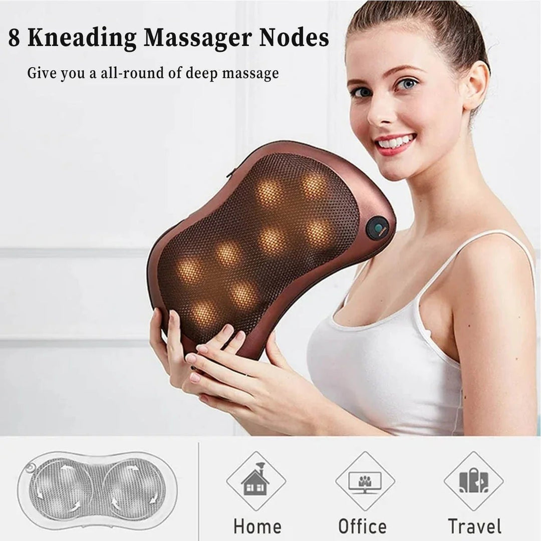 Electric Neck Massager,Heated 3D Shiatsu Massagers for Neck and Back,8 Rollers Massager Pillow Image 7