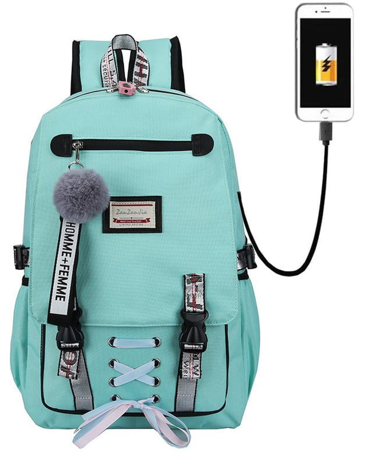 Fashion Teenage Girls Backpack Student Middle School Bag Men and Women Anti-Theft Laptop Backpack with USB Charging Port Image 1