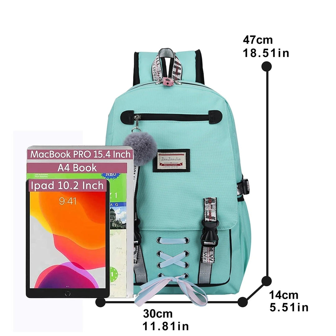 Fashion Teenage Girls Backpack Student Middle School Bag Men and Women Anti-Theft Laptop Backpack with USB Charging Port Image 6