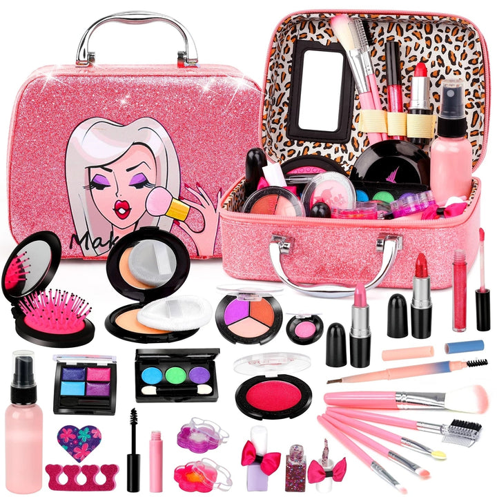 Girl Toys Birthday Gifts Real Kids Makeup Kit for Little Girls Children Toddlers 4 5 6 7 8 9 Year Old Image 1