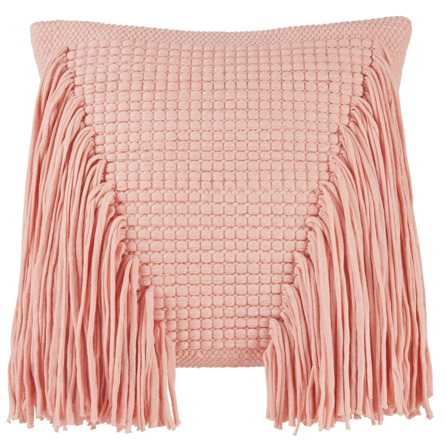 Home Jersey Knit Fringe Pillow 1 Piece Pink 18"X18" by Miranda Lambert Image 1