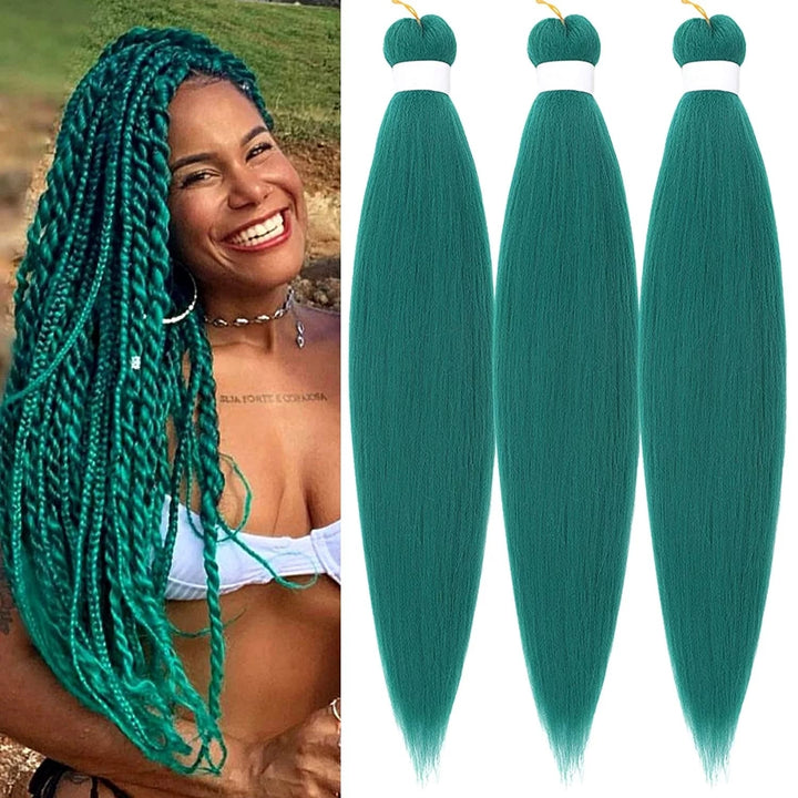 Jade Green Braiding Hair Pre Stretched Box Braid Kanekalon Braiding Hair Prestretched Human Hair 26Inch Image 1